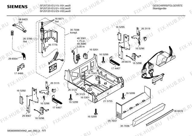 Взрыв-схема посудомоечной машины Siemens SF25T251EU - Схема узла 05