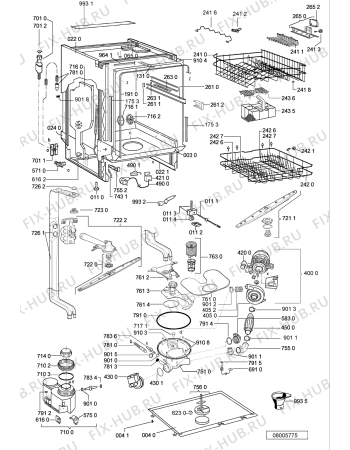 Взрыв-схема посудомоечной машины Whirlpool ADG 8536/1 IX - Схема узла