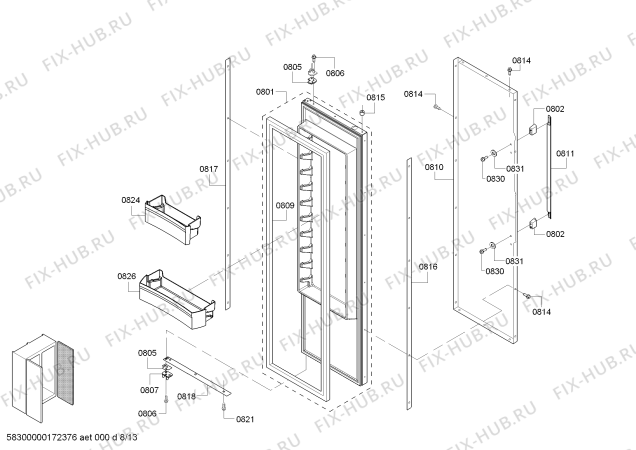 Схема №10 T42BR810NS с изображением Шарнир для посудомоечной машины Bosch 00629234