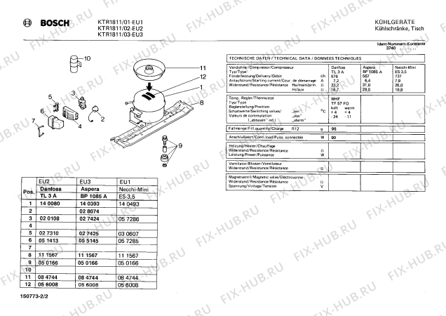 Взрыв-схема холодильника Bosch KTR1811 - Схема узла 02