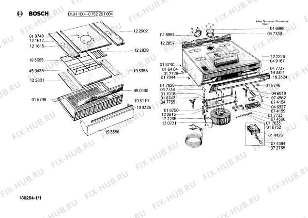 Схема №1 0752200002 DUH60 с изображением Люк для электровытяжки Bosch 00122801