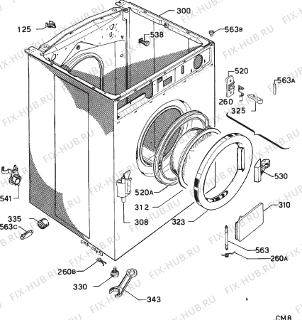 Взрыв-схема стиральной машины Tricity Bendix AUTOW800 - Схема узла Cabinet + armatures