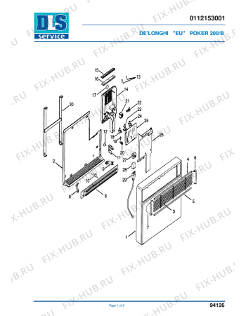 Схема №1 POKER 200/B с изображением Специзоляция для обогревателя (вентилятора) DELONGHI 535413