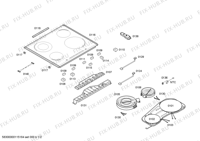 Схема №1 3ET910F с изображением Стеклокерамика для плиты (духовки) Bosch 00472780