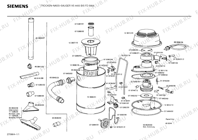 Схема №1 VS4400 с изображением Крышка для электропылесоса Siemens 00111553