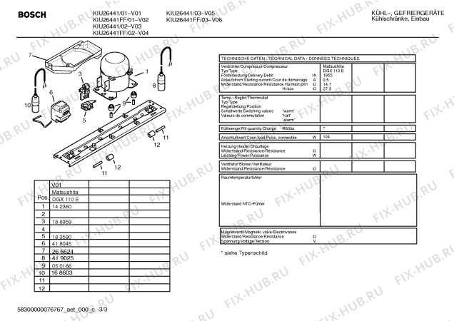 Взрыв-схема холодильника Bosch KIU26441FF - Схема узла 03
