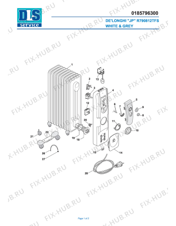 Схема №1 R790812TFS с изображением Электролампа для электрообогревателя DELONGHI 5118510001