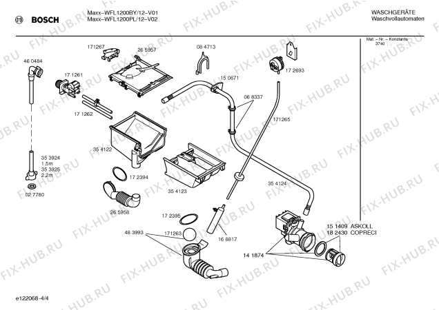 Схема №2 WFL1200BY WFL1200 с изображением Таблица программ для стиралки Bosch 00523717