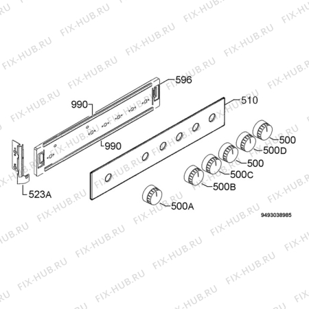 Взрыв-схема плиты (духовки) Privileg 466002_60872 - Схема узла Command panel 037