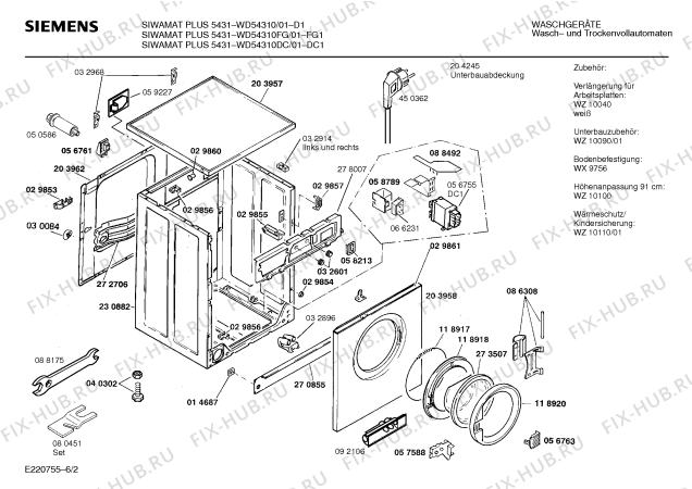 Схема №3 WD53310FG SIWAMAT PLUS 5331 с изображением Вставка для ручки для стиральной машины Siemens 00091099