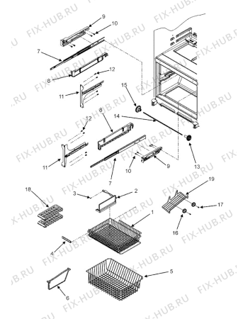 Схема №10 KRFC9030 (F090449) с изображением Часть корпуса для холодильной камеры Indesit C00319828
