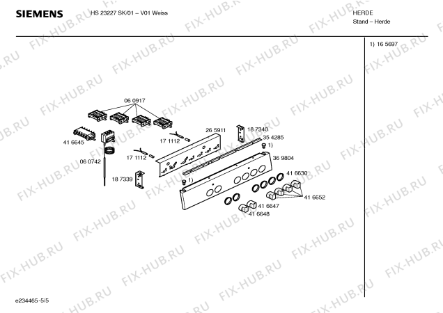 Взрыв-схема плиты (духовки) Siemens HS23227SK - Схема узла 05