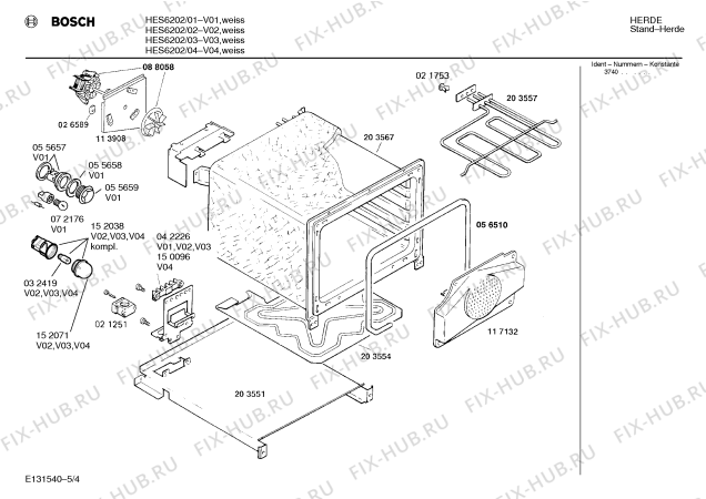 Схема №3 HES5202 с изображением Инструкция по эксплуатации для плиты (духовки) Bosch 00515985