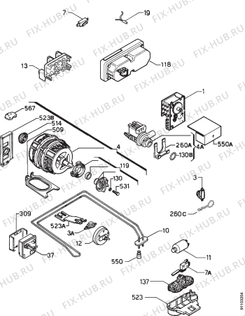 Взрыв-схема посудомоечной машины Aeg 6470W - Схема узла Electrical equipment 268