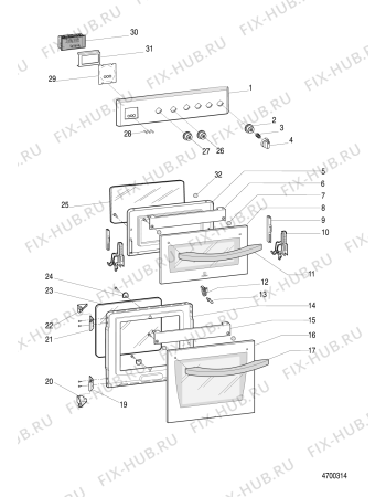 Взрыв-схема плиты (духовки) Hotpoint HD5G00CCXUK (F156779) - Схема узла