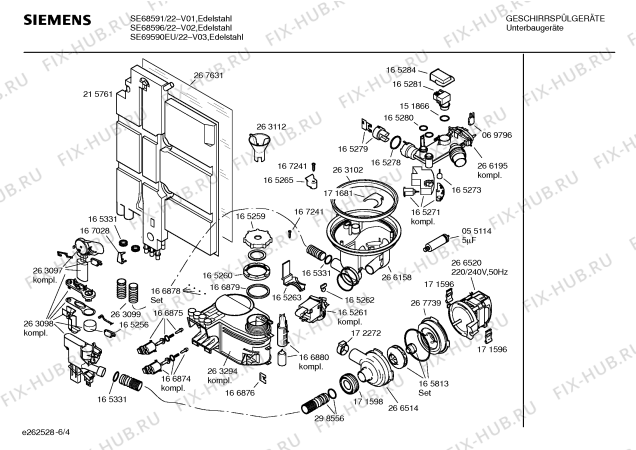 Схема №3 SE68596 с изображением Инструкция по эксплуатации для электропосудомоечной машины Siemens 00521017