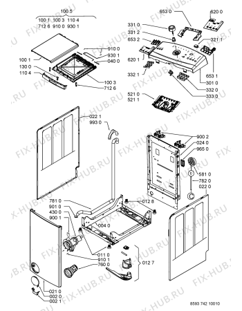 Схема №1 AWE 7419 W с изображением Декоративная панель для стиралки Whirlpool 480111104399