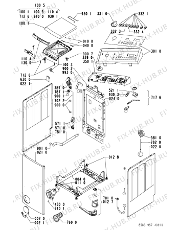 Схема №2 WATE 9573/1 с изображением Декоративная панель для стиральной машины Whirlpool 481245214475