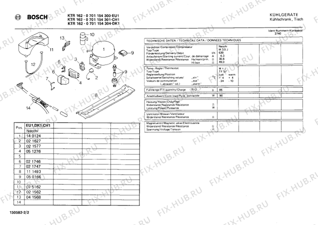 Взрыв-схема холодильника Bosch 0701154300 KTR162 - Схема узла 02