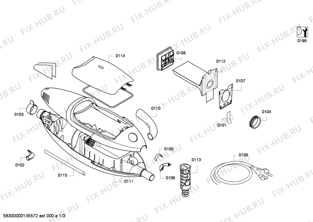 Схема №3 BHS4N1 flexa с изображением Нижняя часть корпуса для пылесоса Bosch 00661435