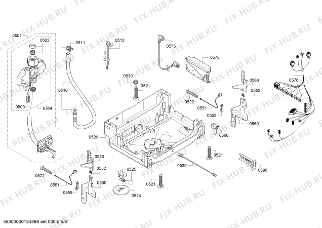 Взрыв-схема посудомоечной машины Bosch SBV40D90CH Silence - Схема узла 05