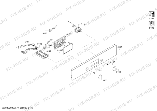 Схема №3 HBA43B161F с изображением Панель управления для электропечи Bosch 00748376