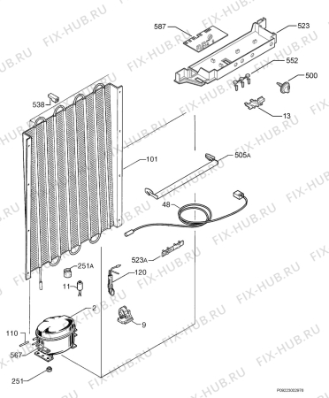 Взрыв-схема холодильника Aeg A60220GS - Схема узла Cooling system 017