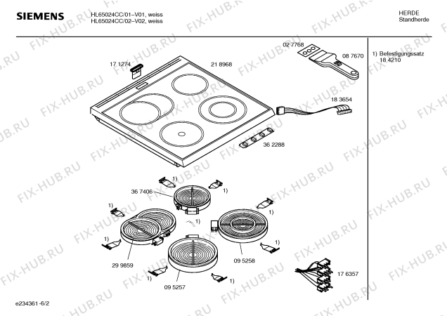 Схема №3 HL65024CC Siemens с изображением Инструкция по эксплуатации для плиты (духовки) Siemens 00582930