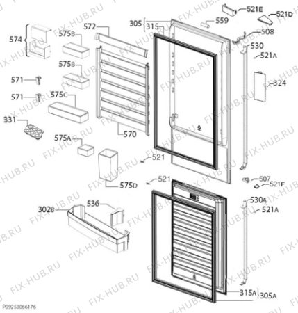 Взрыв-схема холодильника Husqvarna Electrolux QRT4670W - Схема узла Door 003