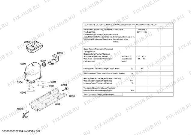 Взрыв-схема холодильника Bosch KGV39X03 - Схема узла 03