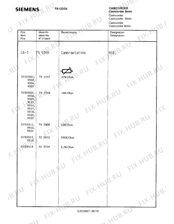 Схема №29 FA122G4 с изображением Монитор для видеоаппаратуры Siemens 00756164