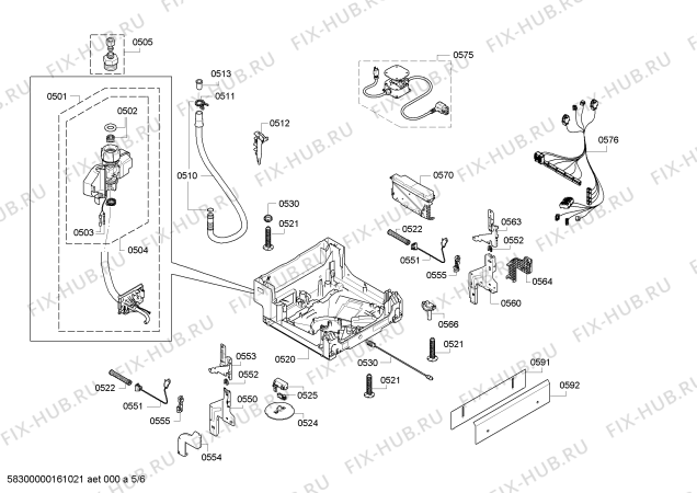 Взрыв-схема посудомоечной машины Bosch SPX5ES55UC SilencePLus 46dBA - Схема узла 05