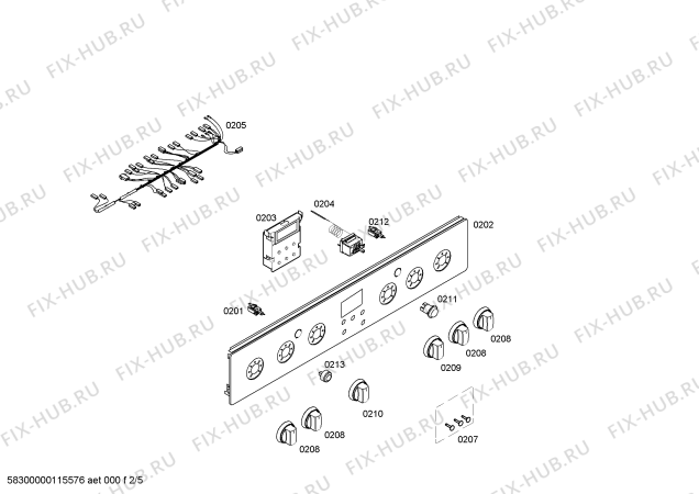 Схема №2 HG343200E с изображением Панель управления для электропечи Siemens 00448324