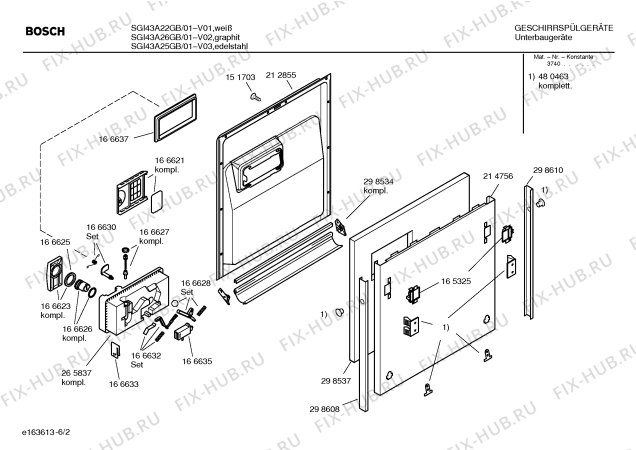 Взрыв-схема посудомоечной машины Bosch SGI43A22GB - Схема узла 02