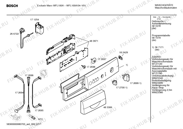 Схема №5 WFL100A Exclusiv Maxx WFL 100A с изображением Панель управления для стиральной машины Bosch 00367171