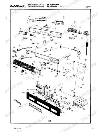 Взрыв-схема плиты (духовки) Gaggenau EB795220 - Схема узла 13