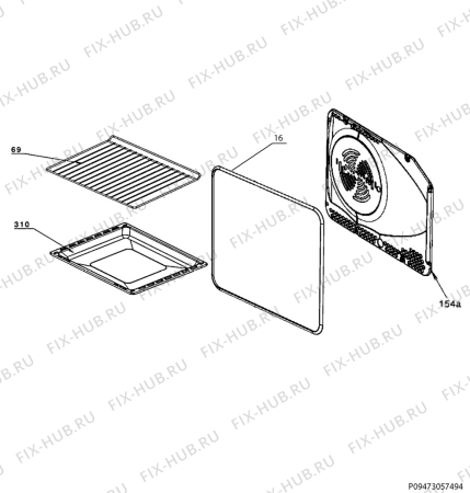 Взрыв-схема плиты (духовки) Electrolux EKM511501W - Схема узла Oven