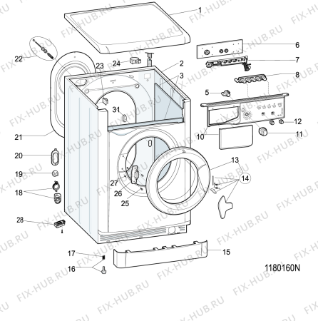 Взрыв-схема стиральной машины Indesit IWC71051CFR (F078757) - Схема узла