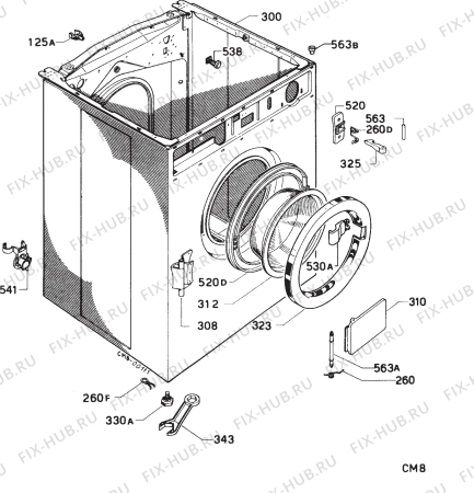 Взрыв-схема стиральной машины Frigidaire DELUXE3502 - Схема узла Cabinet + armatures