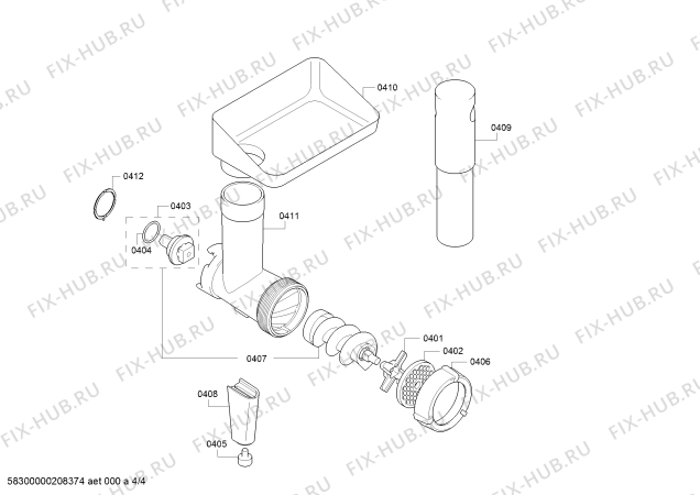 Взрыв-схема кухонного комбайна Bosch MUM48W11 - Схема узла 04