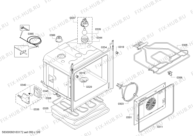 Взрыв-схема плиты (духовки) Bosch HBG36T660 - Схема узла 03