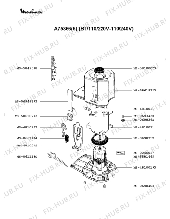 Взрыв-схема соковыжималки Moulinex A75366(5) - Схема узла SP000870.4P2