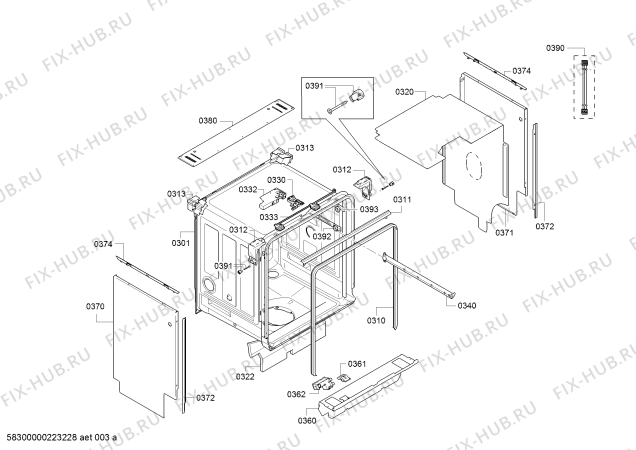 Схема №6 DF260261 с изображением Корзина для посуды для электропосудомоечной машины Bosch 00778369