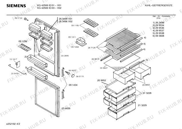 Схема №4 KG42S00IE с изображением Передняя панель для холодильной камеры Siemens 00213276