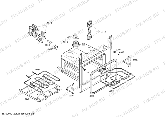 Схема №5 HEV434551 с изображением Передняя часть корпуса для плиты (духовки) Bosch 00662577