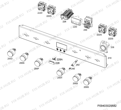 Взрыв-схема плиты (духовки) Electrolux EKC6554EIW - Схема узла Command panel 037