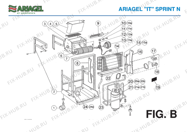 Взрыв-схема кондиционера Ariagel SPRINT N - Схема узла 3