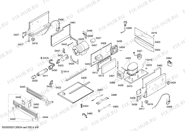Взрыв-схема холодильника Gaggenau RF463200 - Схема узла 04
