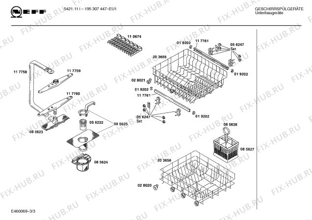 Взрыв-схема посудомоечной машины Neff 195307447 5421.11I - Схема узла 03