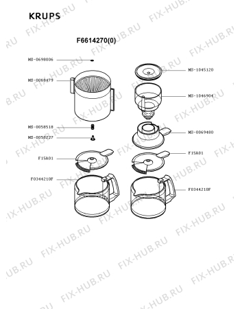 Схема №2 F6614238(0) с изображением Крышка для кофеварки (кофемашины) Krups MS-0069478